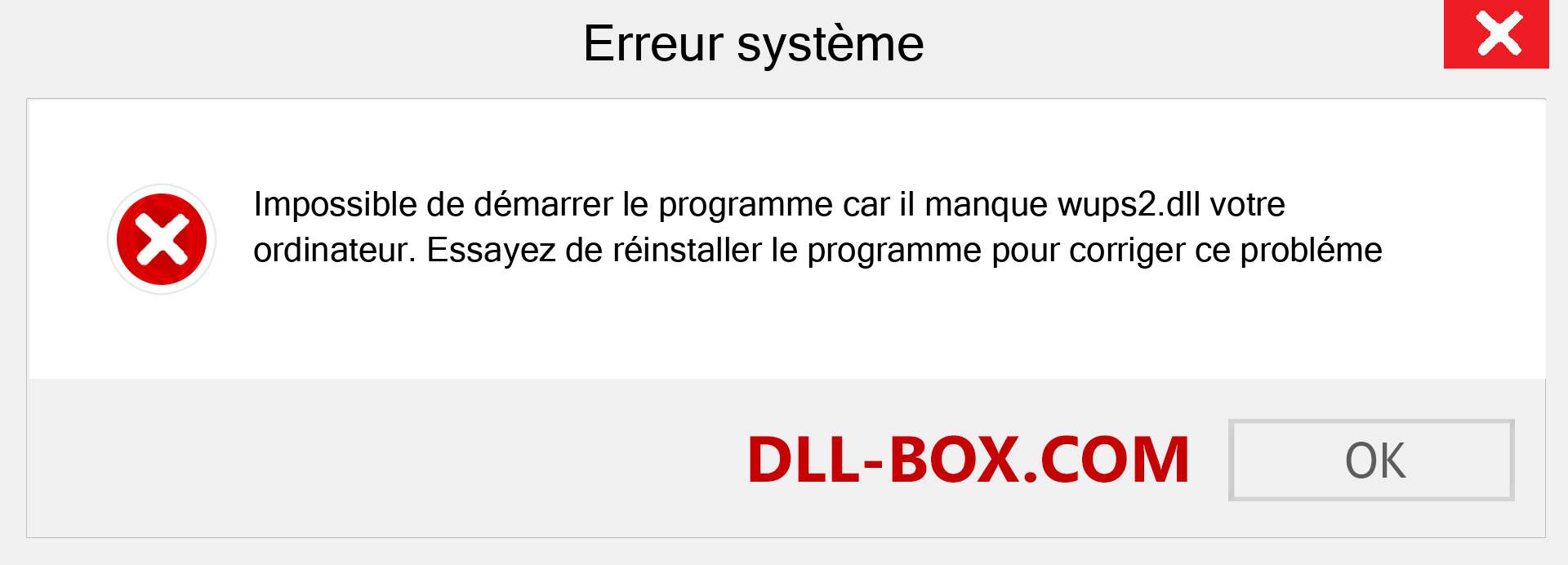 Le fichier wups2.dll est manquant ?. Télécharger pour Windows 7, 8, 10 - Correction de l'erreur manquante wups2 dll sur Windows, photos, images